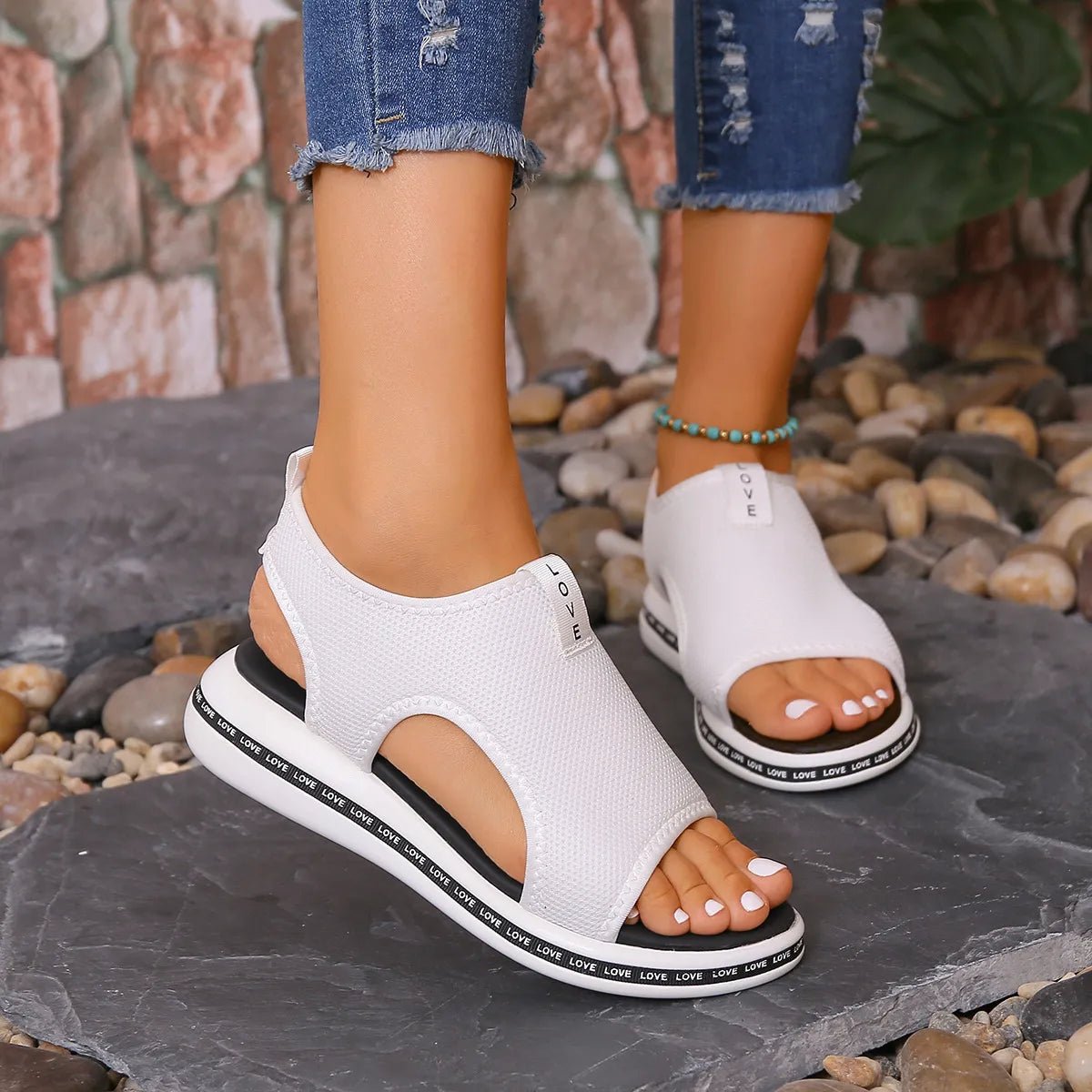 Mesh Open Toe Platform Sandals - JUST - JEN BOUTIQUE