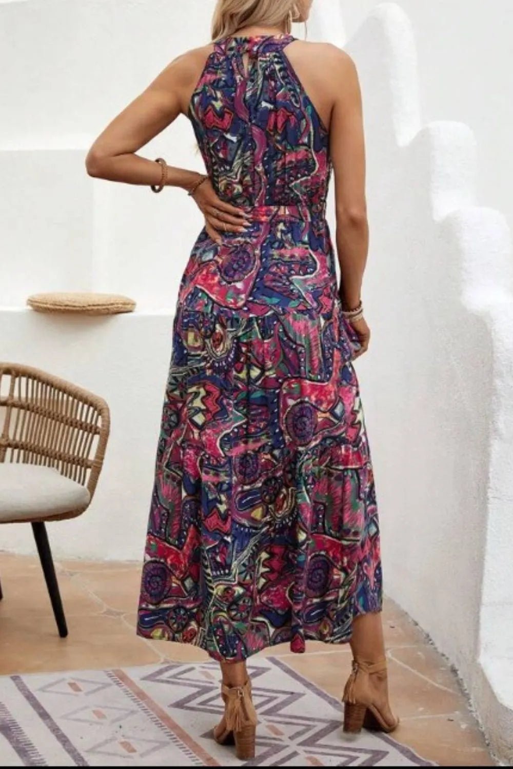 Tied Floral Sleeveless Dress - JUST - JEN BOUTIQUE
