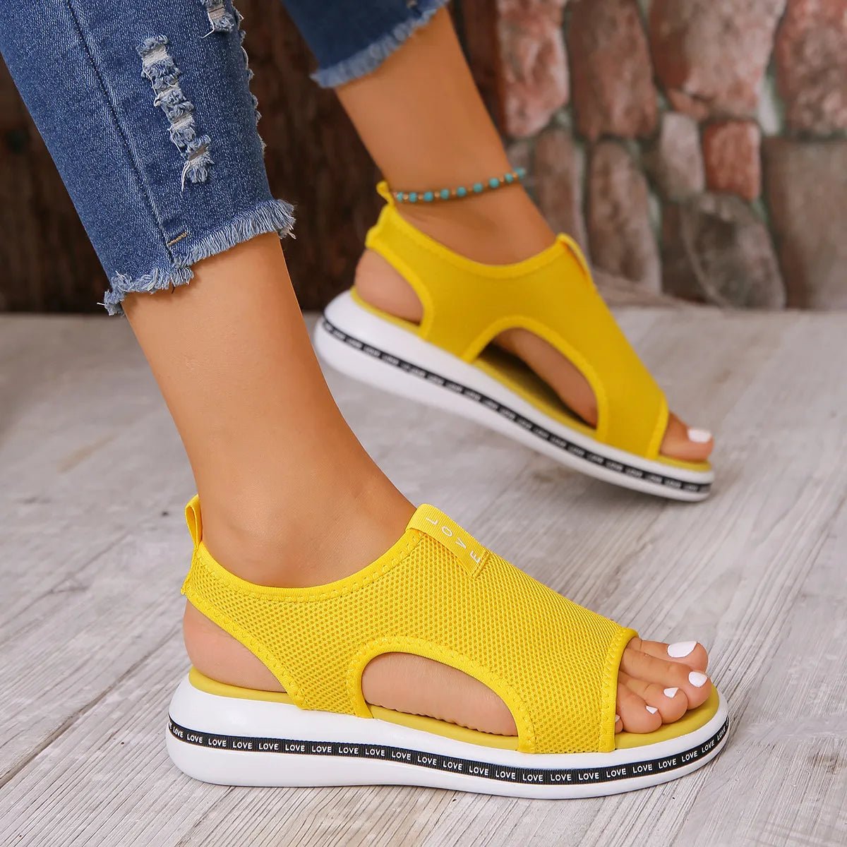 Mesh Open Toe Platform Sandals - JUST - JEN BOUTIQUE