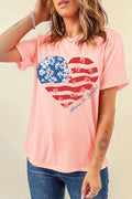 Heart Round Neck Short Sleeve T-Shirt - JUST - JEN BOUTIQUE