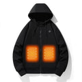 European and American zipper cardigan heating hoodie intelligent hooded five zone heating jacket outdoor warm electric clothing for men - JUST - JEN BOUTIQUE