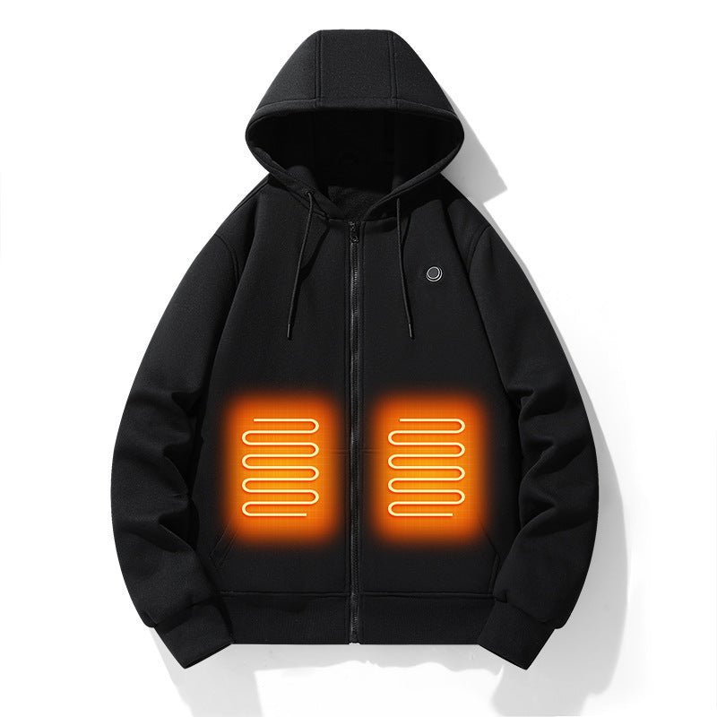 European and American zipper cardigan heating hoodie intelligent hooded five zone heating jacket outdoor warm electric clothing for men - JUST - JEN BOUTIQUE