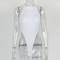 European and American women's slim fit vest top sexy hanging neck sleeveless high slit jumpsuit - JUST - JEN BOUTIQUE