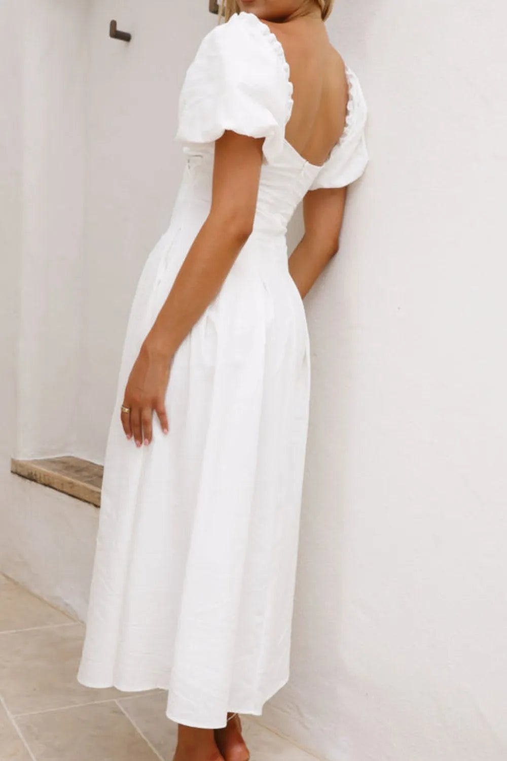 Sweetheart Neck Puff Sleeve Dress - JUST - JEN BOUTIQUE