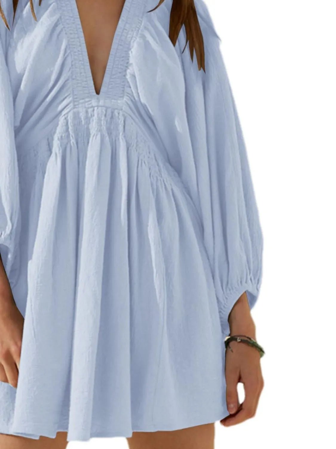 Textured V - Neck Mini Dress - JUST - JEN BOUTIQUE