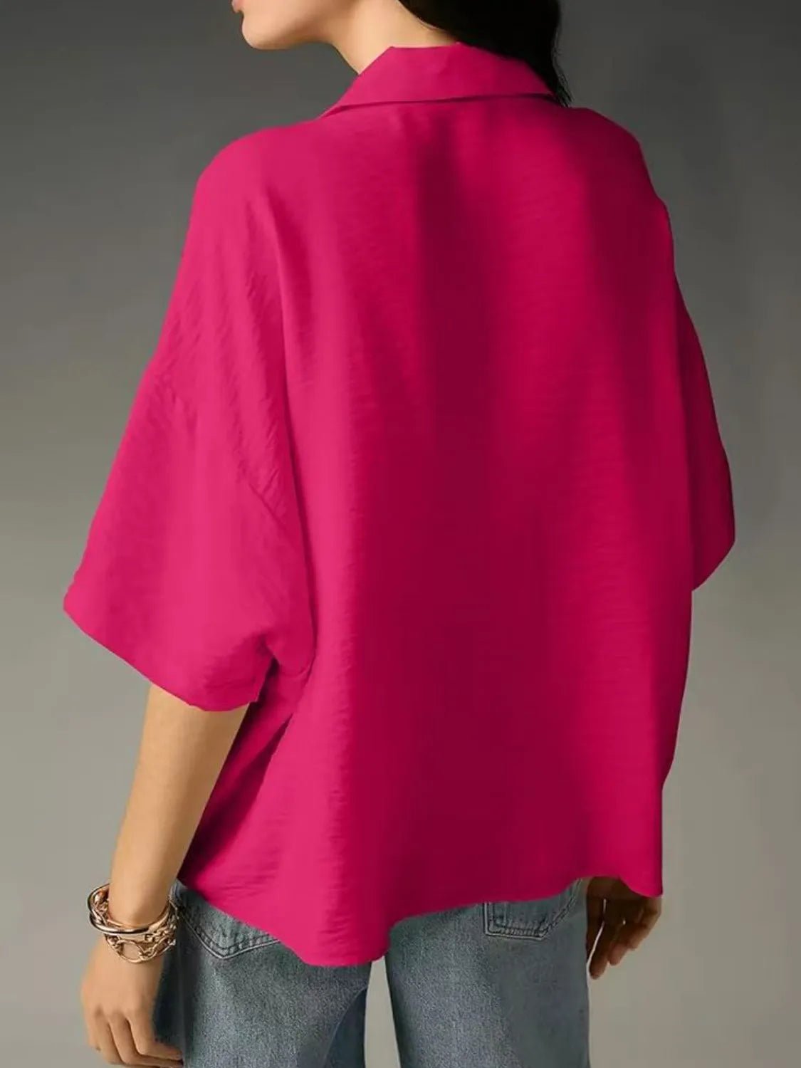 Collared Neck Half Sleeve Blouse - JUST - JEN BOUTIQUE