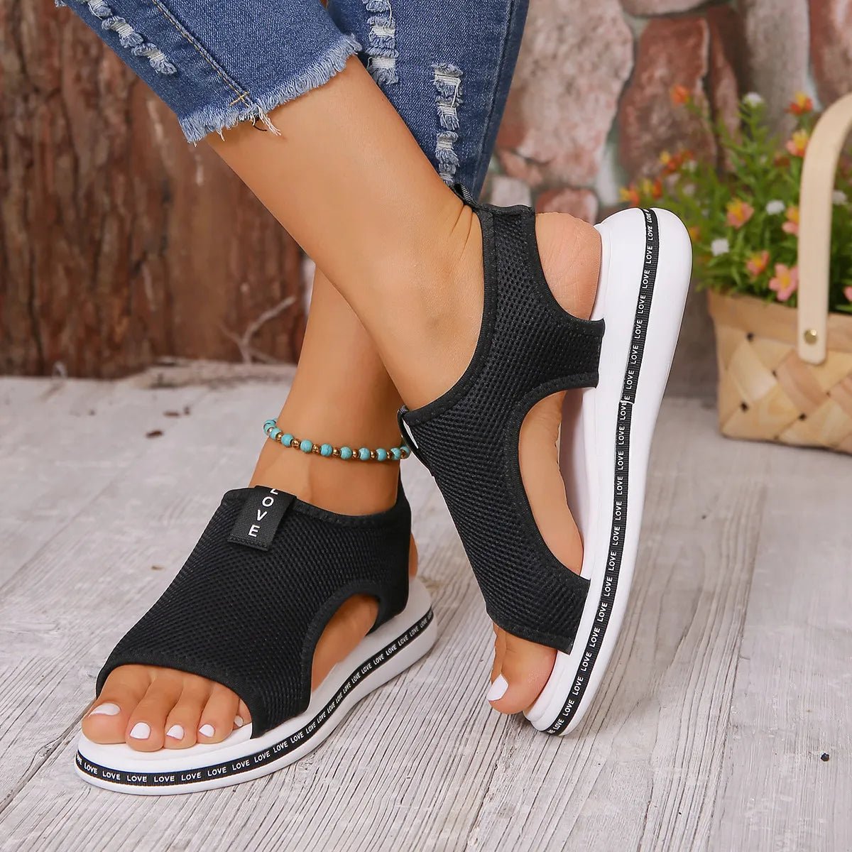 Mesh Open Toe Platform Sandals - JUST - JEN BOUTIQUE