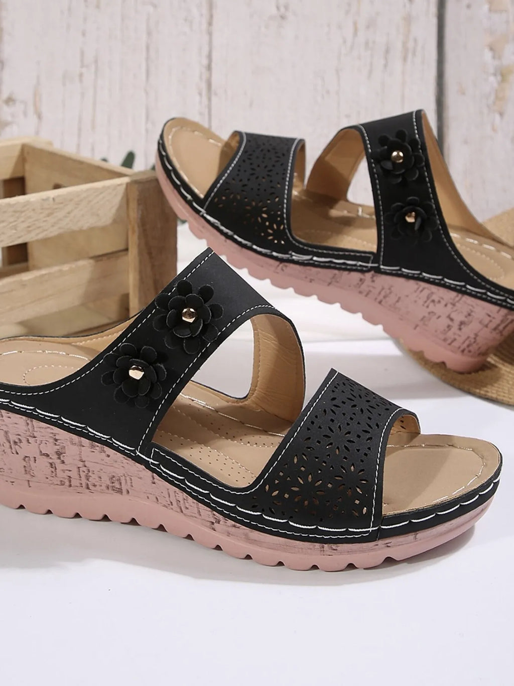 Hollow Out Comfort Wedge Sandals - JUST - JEN BOUTIQUE