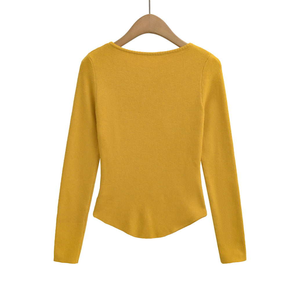 Lace fake two long sleeved loose fit base sweater