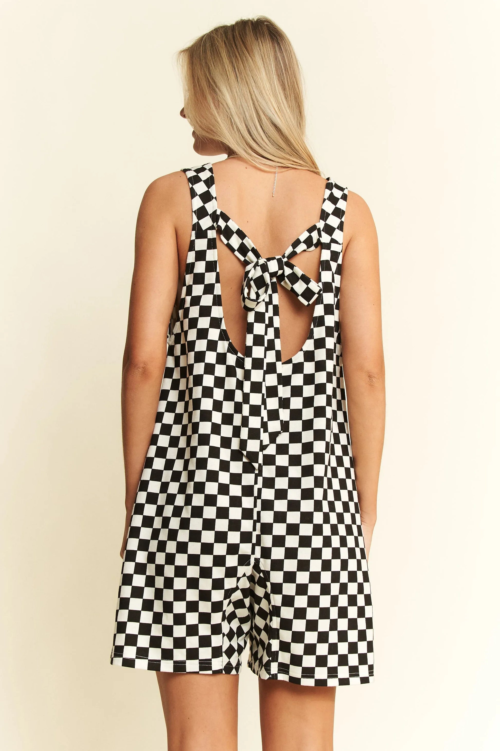 Jade By Jane Plus Size Back Tie Sleeveless Plaid Romper - JUST - JEN BOUTIQUE