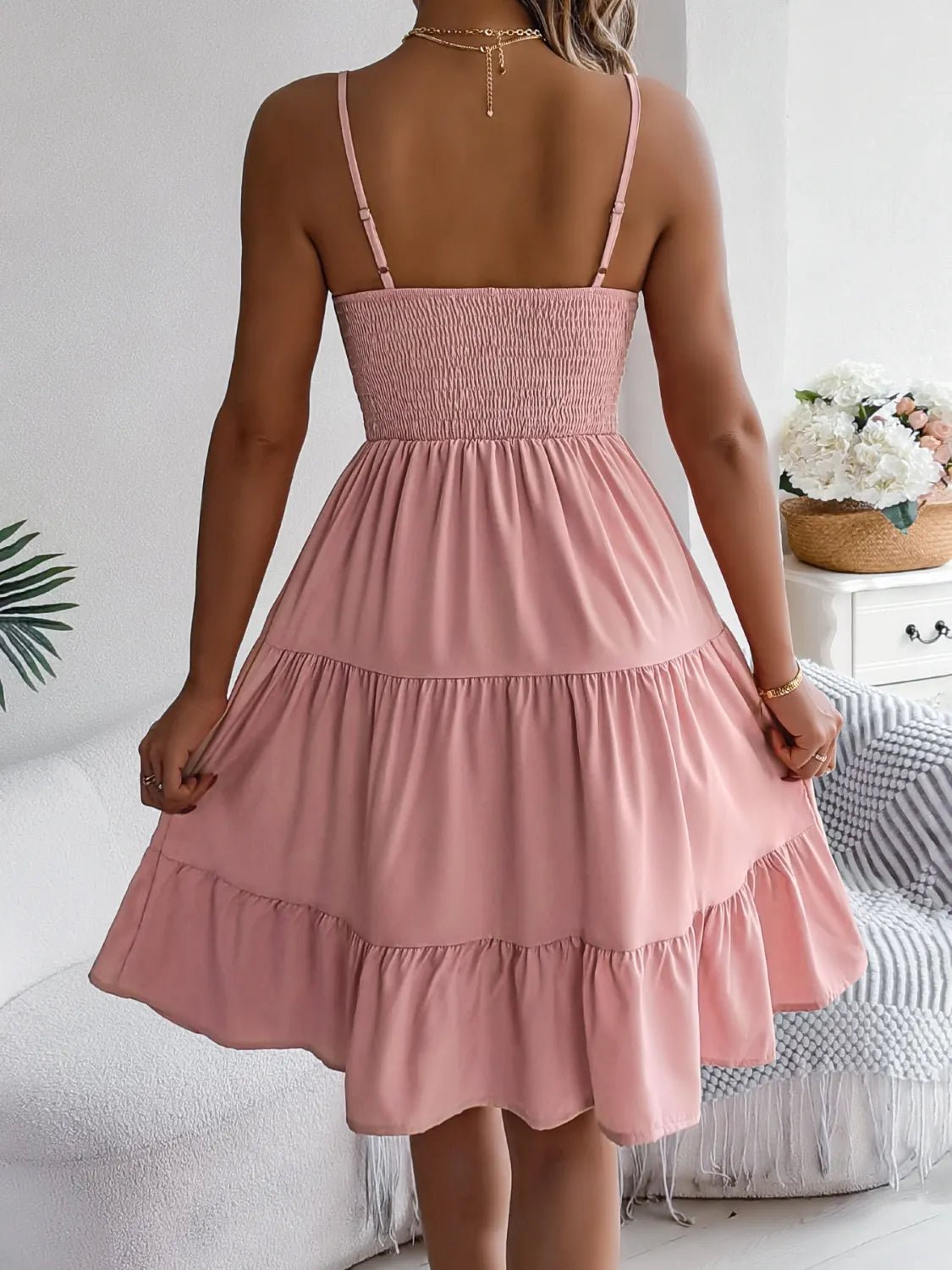 Smocked Back Tiered Cami Dress - JUST - JEN BOUTIQUE