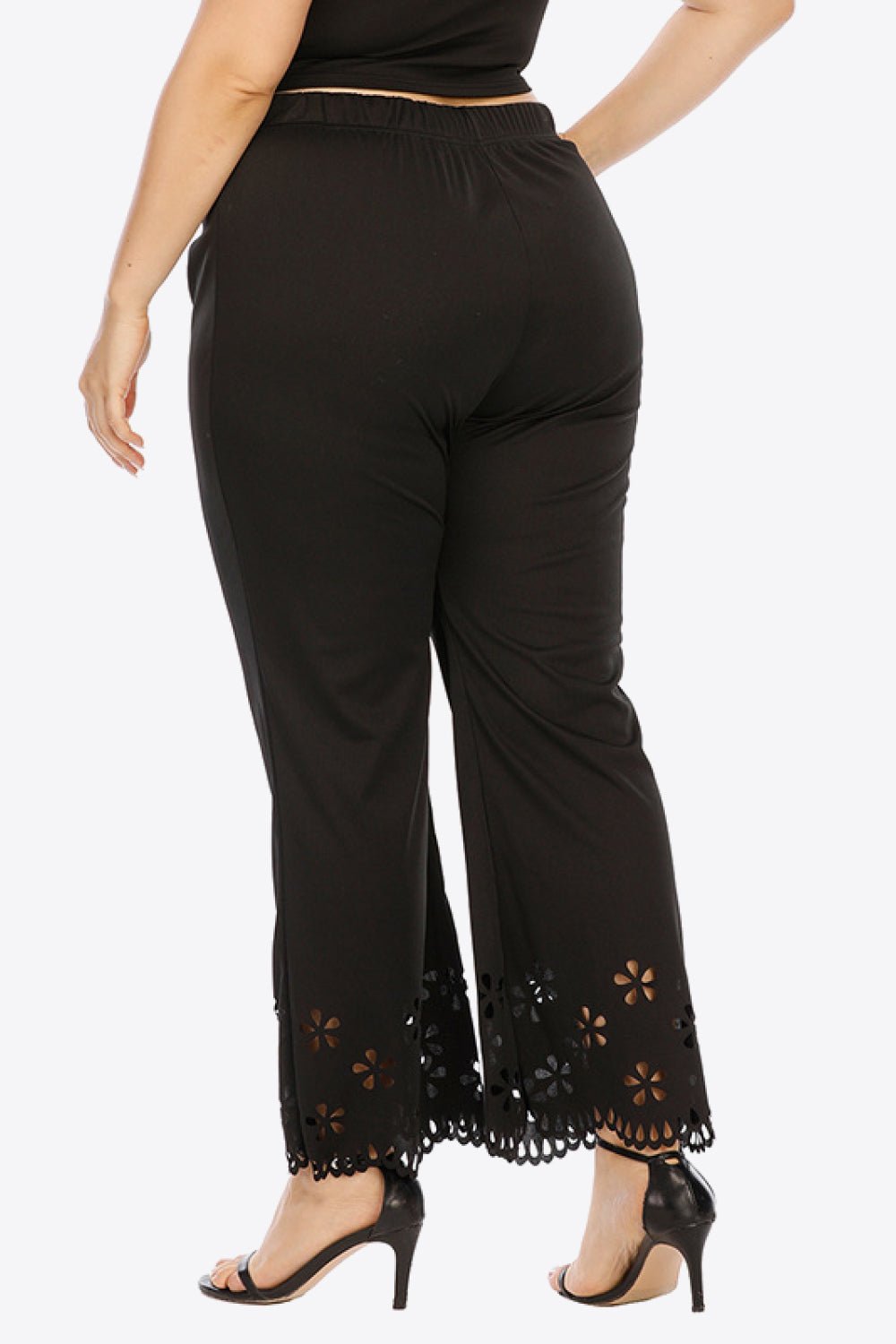 Plus Size Openwork Elastic Waist Pants - JUST - JEN BOUTIQUE