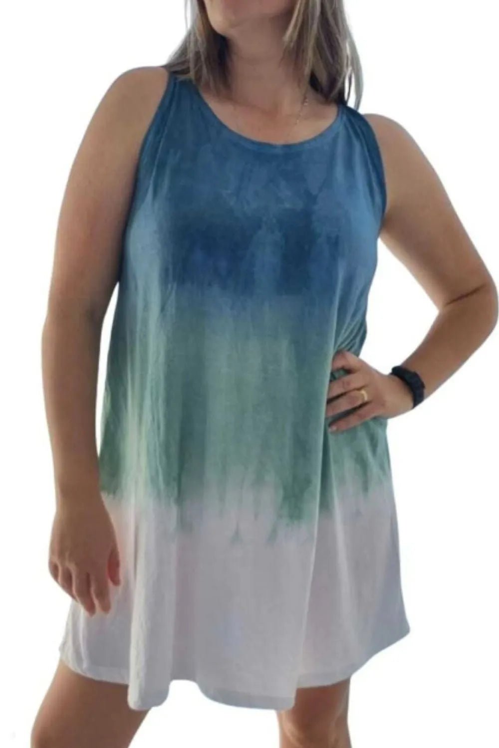 Full Size Tie - Dye Sleeveless Mini Tank Dress Plus Size - JUST - JEN BOUTIQUE
