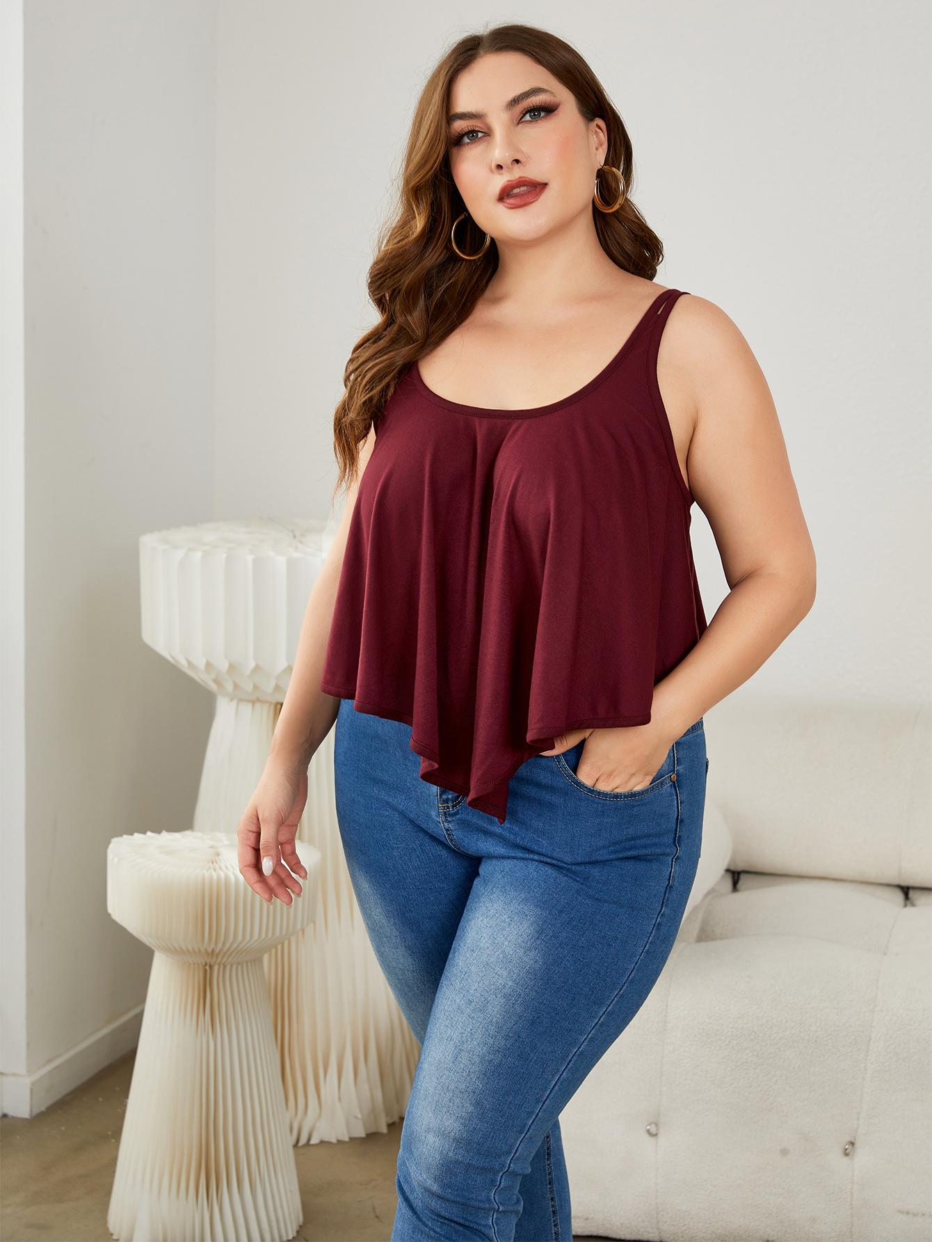 Plus Size Double - Strap Scoop Neck Cami - JUST - JEN BOUTIQUE