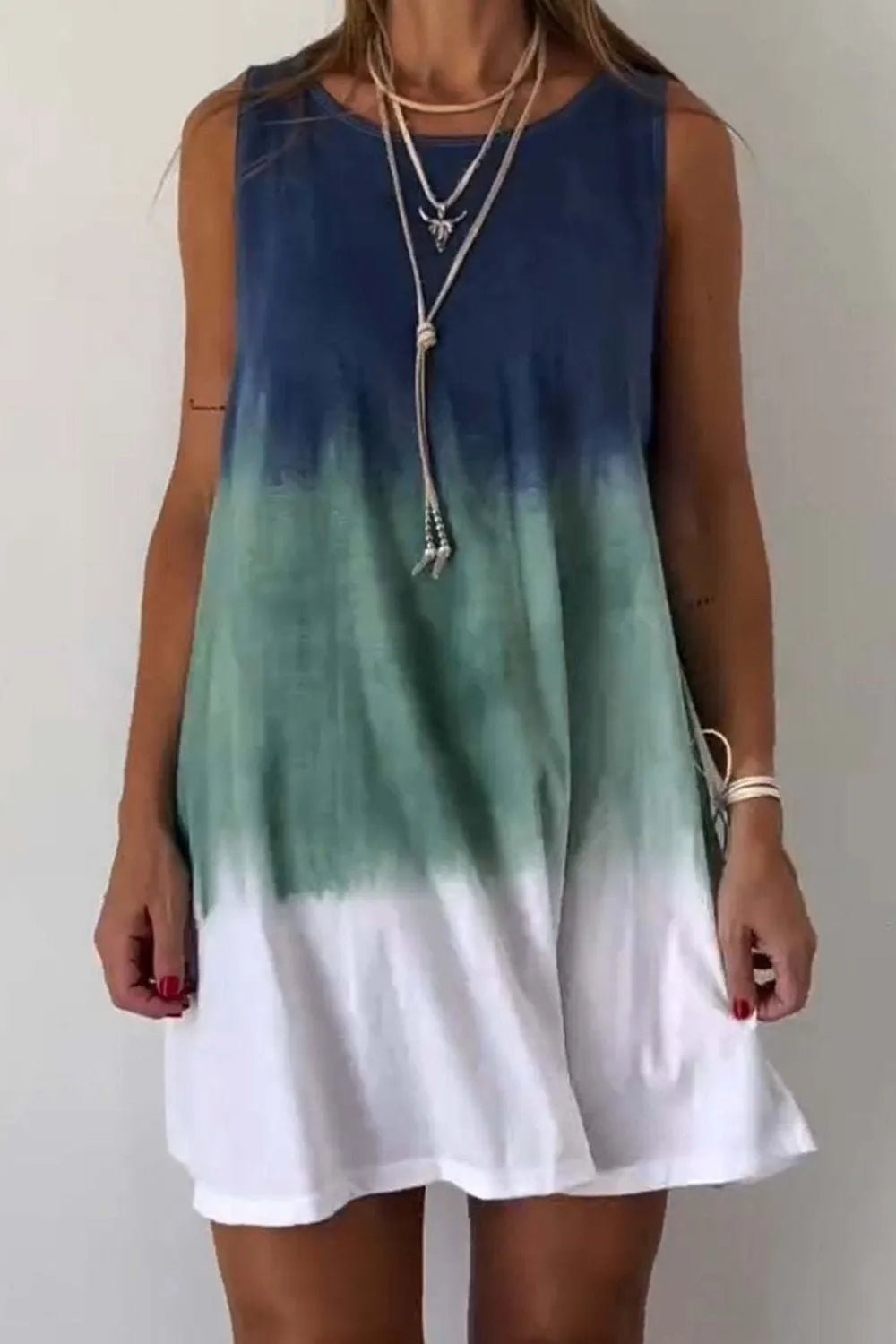Full Size Tie - Dye Sleeveless Mini Tank Dress Plus Size - JUST - JEN BOUTIQUE