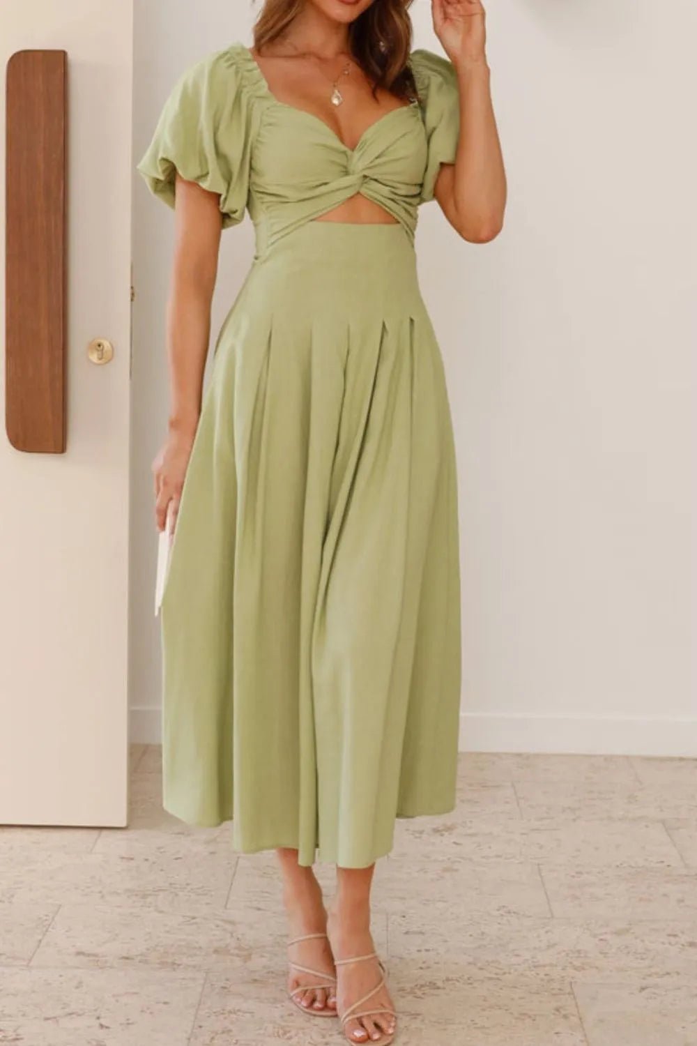 Sweetheart Neck Puff Sleeve Dress - JUST - JEN BOUTIQUE