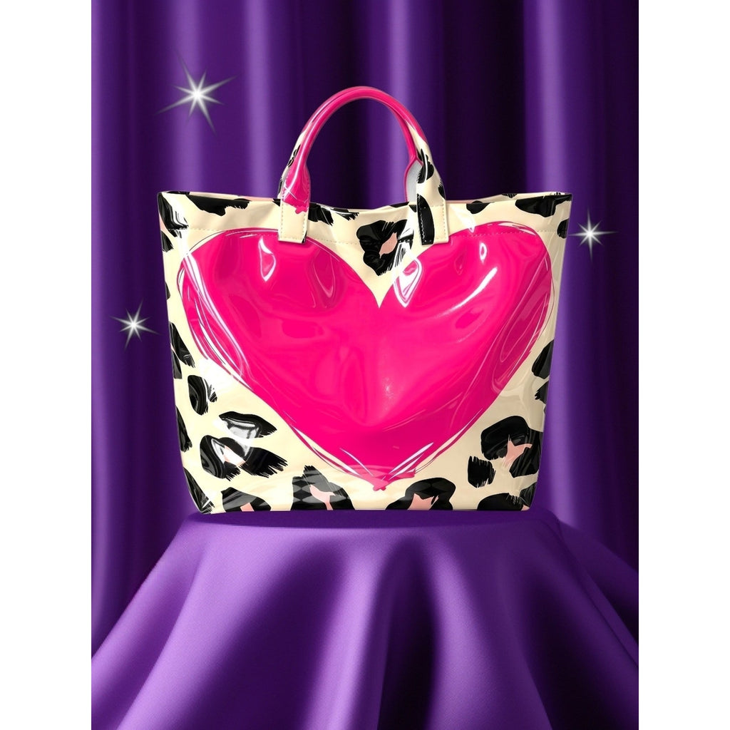 Heart Leopard Print Stylish Tote Bag