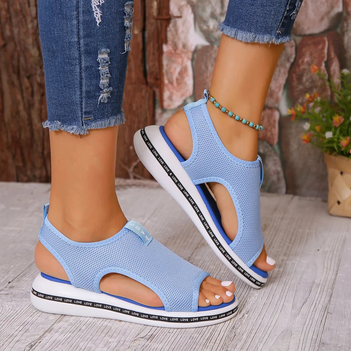 Mesh Open Toe Platform Sandals - JUST - JEN BOUTIQUE