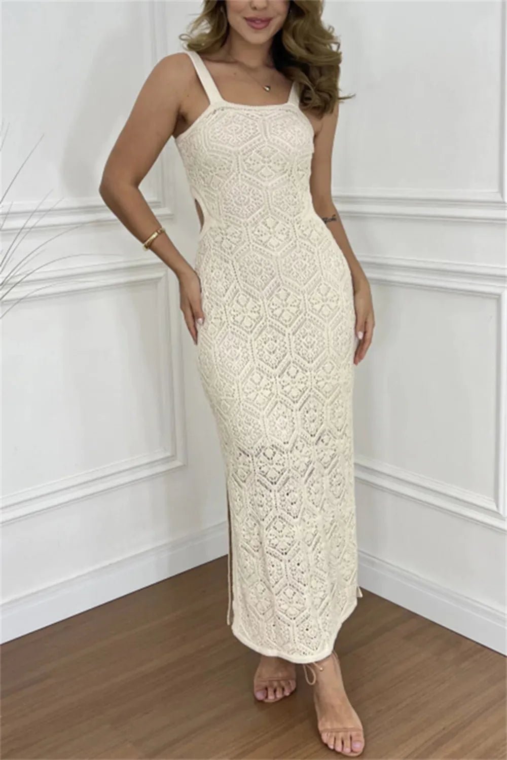 Cutout Side Slit Maxi Tank Dress - JUST - JEN BOUTIQUE