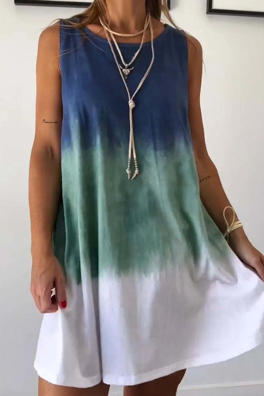 Full Size Tie - Dye Sleeveless Mini Tank Dress Plus Size - JUST - JEN BOUTIQUE