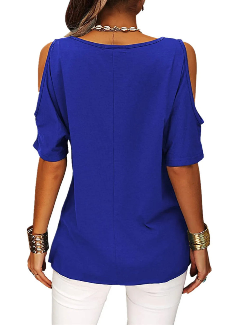Full Size Crisscross Cold Shoulder Casual T-Shirt Plus Size - JUST - JEN BOUTIQUE