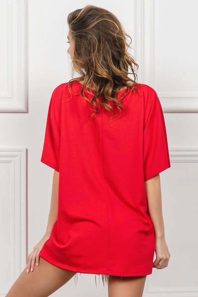 BiBi French Terry With Front Pocket Dolman Sleeves Top - JUST - JEN BOUTIQUE
