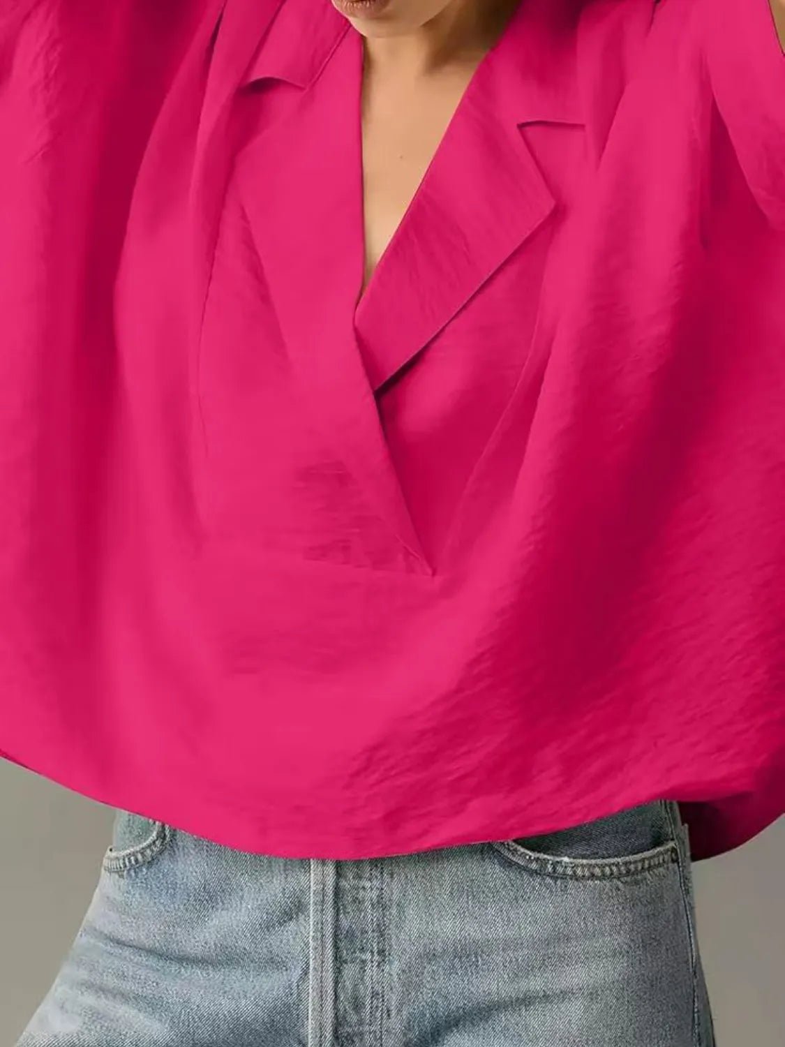 Collared Neck Half Sleeve Blouse - JUST - JEN BOUTIQUE