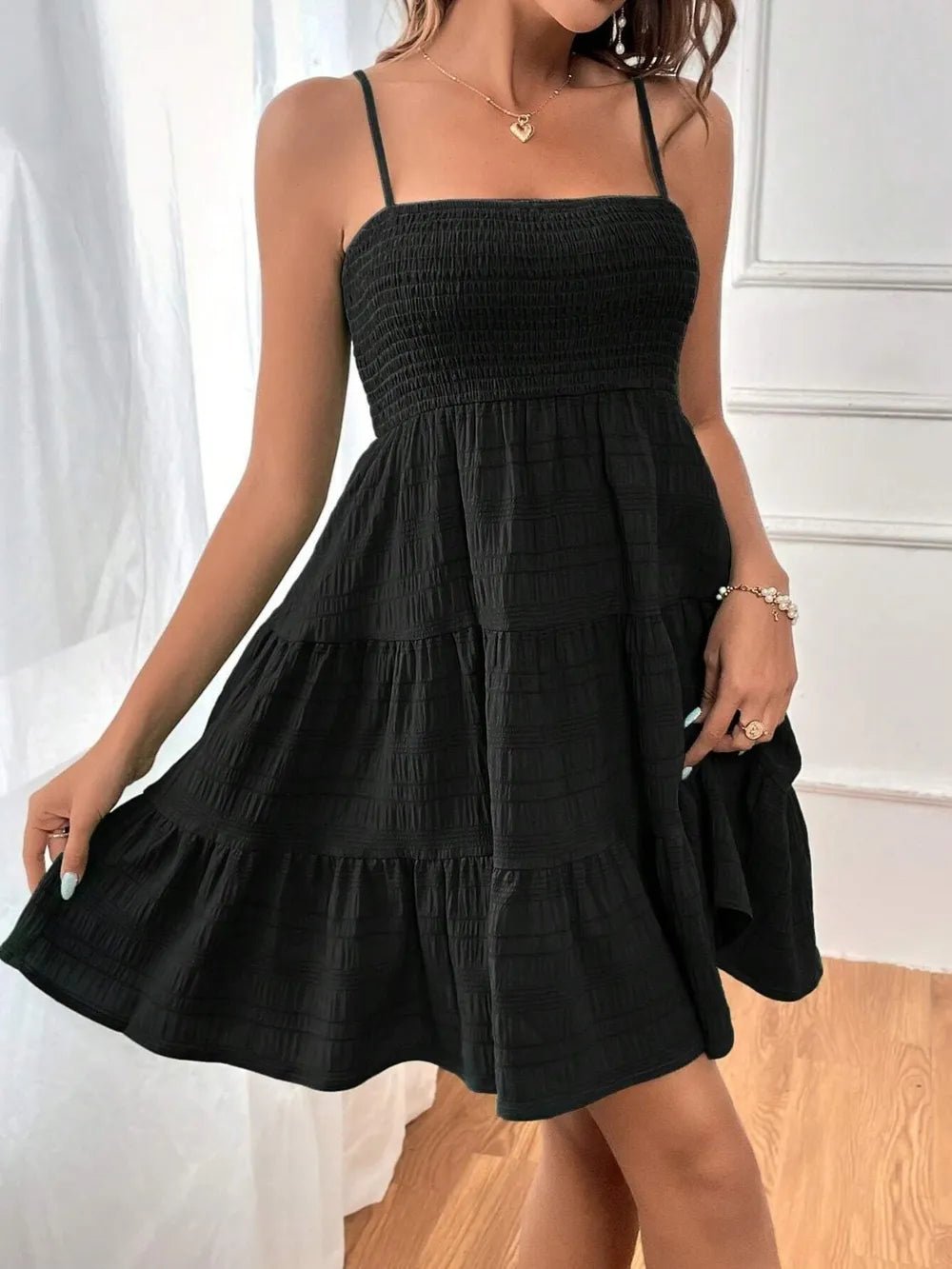 Tiered Smocked Square Neck Cami Dress - JUST - JEN BOUTIQUE