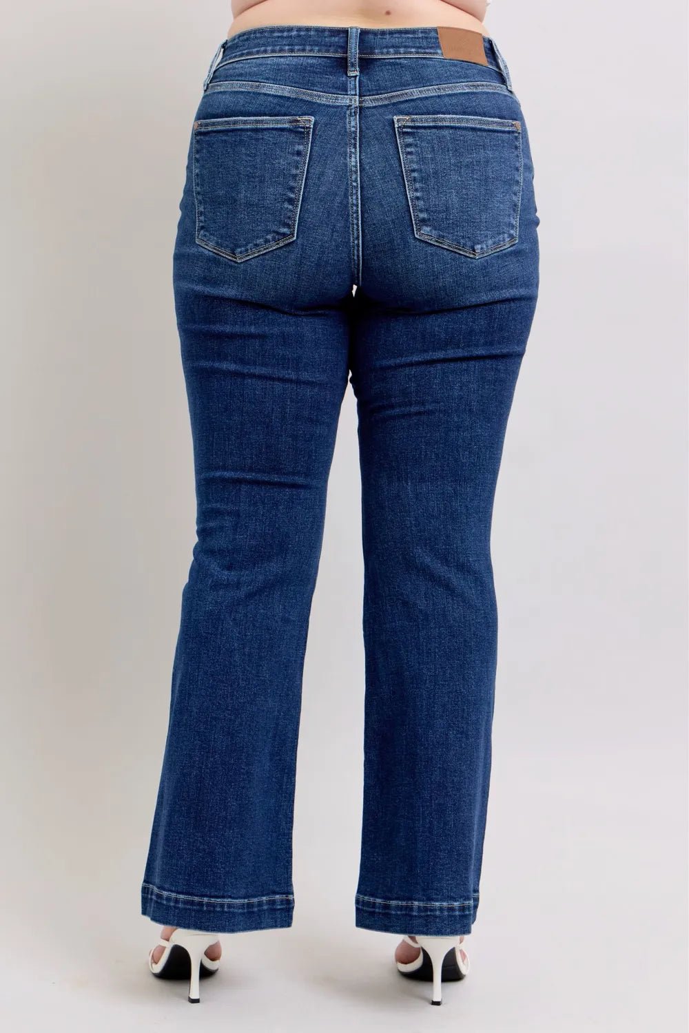 Judy Blue Full Size High Rise Flare Jeans with Pockets Plus Size - JUST - JEN BOUTIQUE