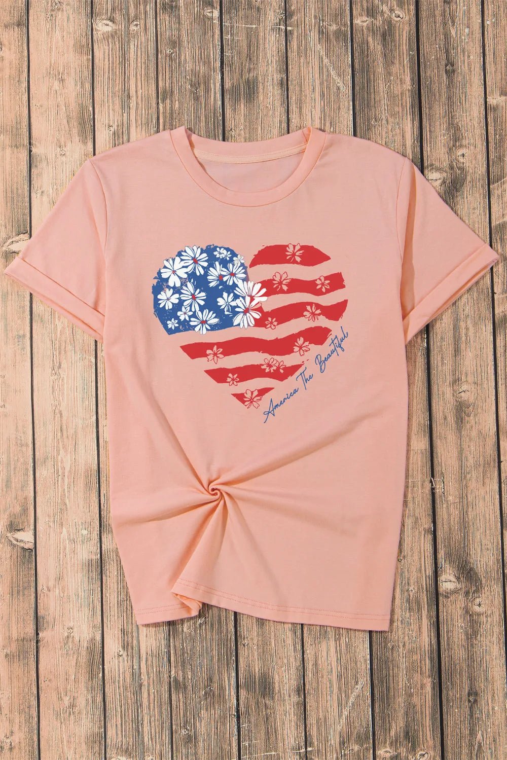 Heart Round Neck Short Sleeve T-Shirt - JUST - JEN BOUTIQUE
