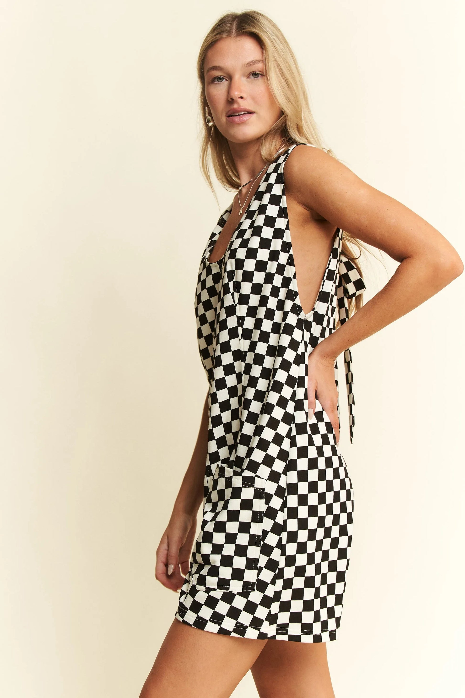 Jade By Jane Plus Size Back Tie Sleeveless Plaid Romper - JUST - JEN BOUTIQUE