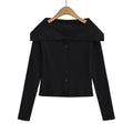 Flower single breasted one shoulder cardigan women's knitted sweater