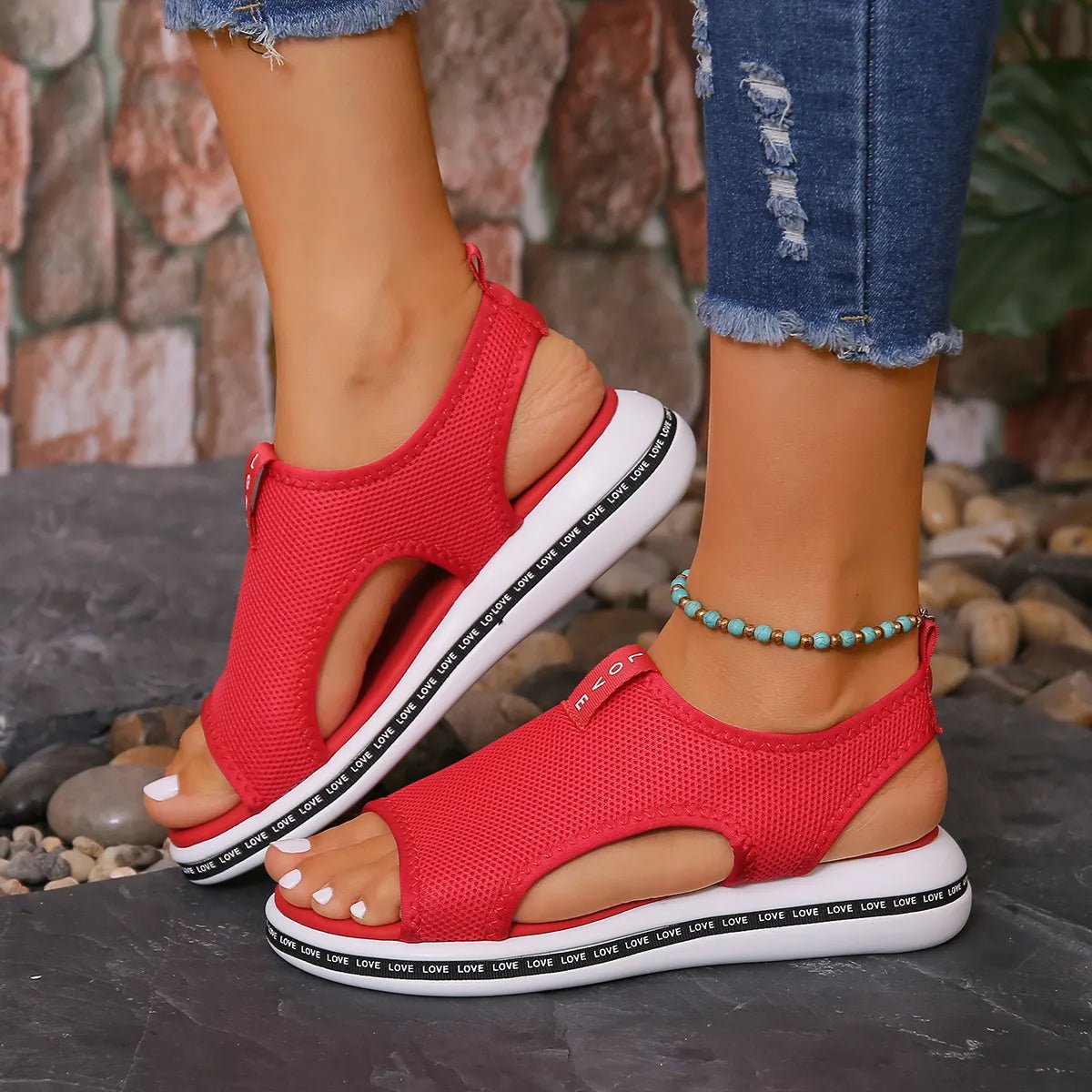 Mesh Open Toe Platform Sandals - JUST - JEN BOUTIQUE