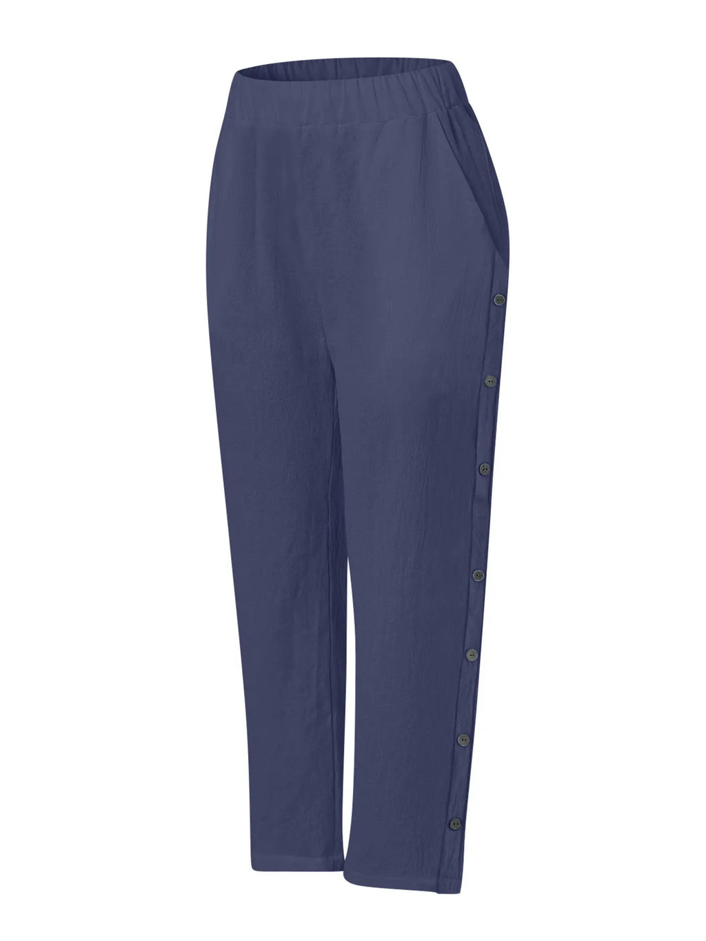 Full Size Side Decor Button Casual Wide Leg Pants Plus Size - JUST - JEN BOUTIQUE
