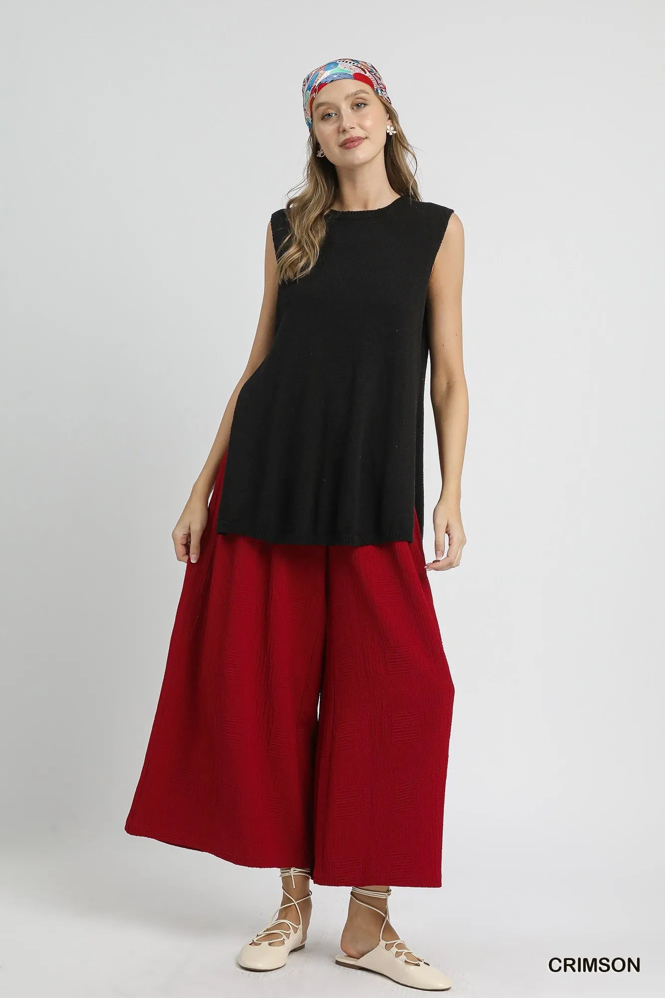 Umgee Elastic Waist Wide Leg Pants - JUST - JEN BOUTIQUE