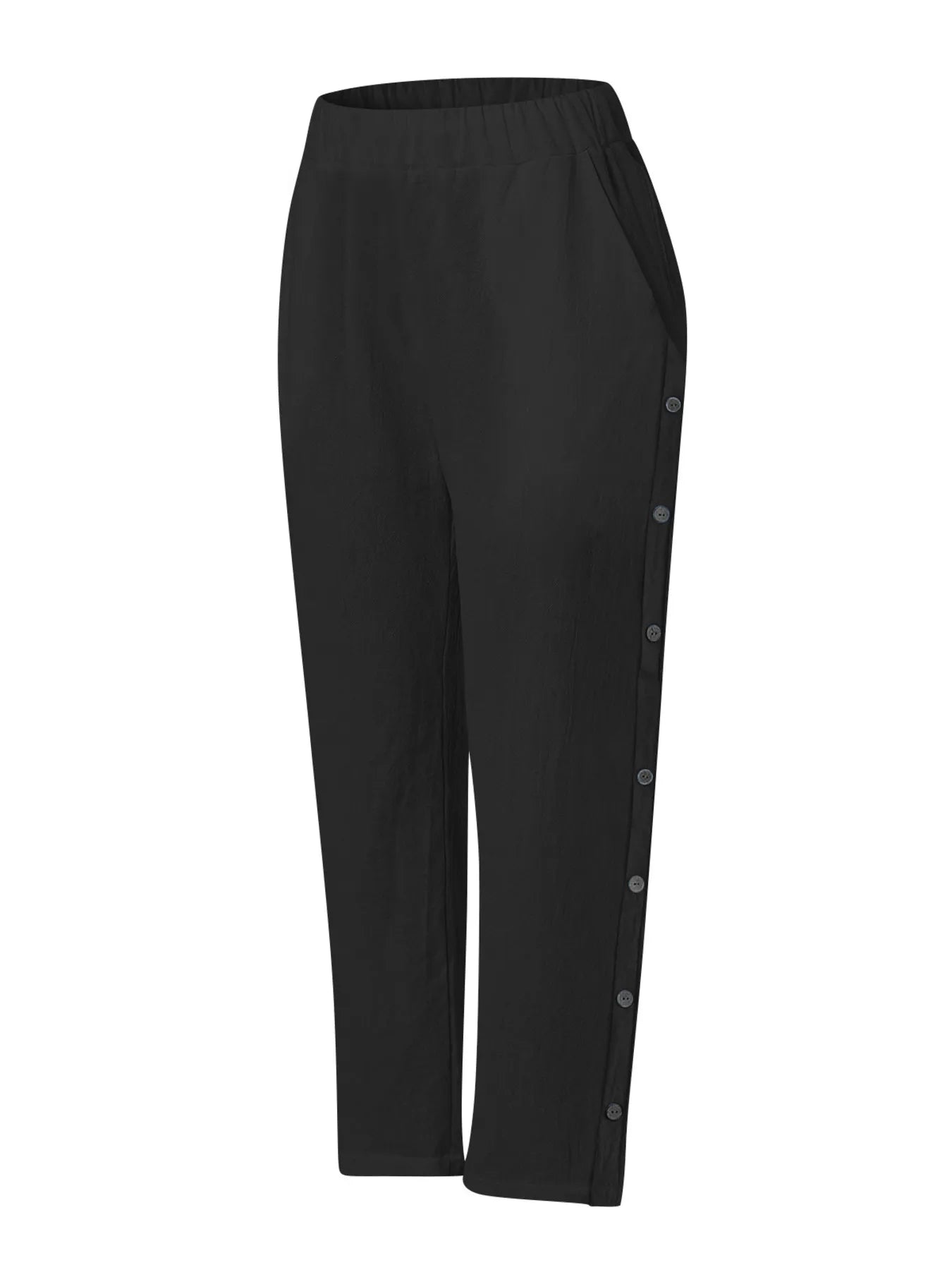 Full Size Side Decor Button Casual Wide Leg Pants Plus Size - JUST - JEN BOUTIQUE