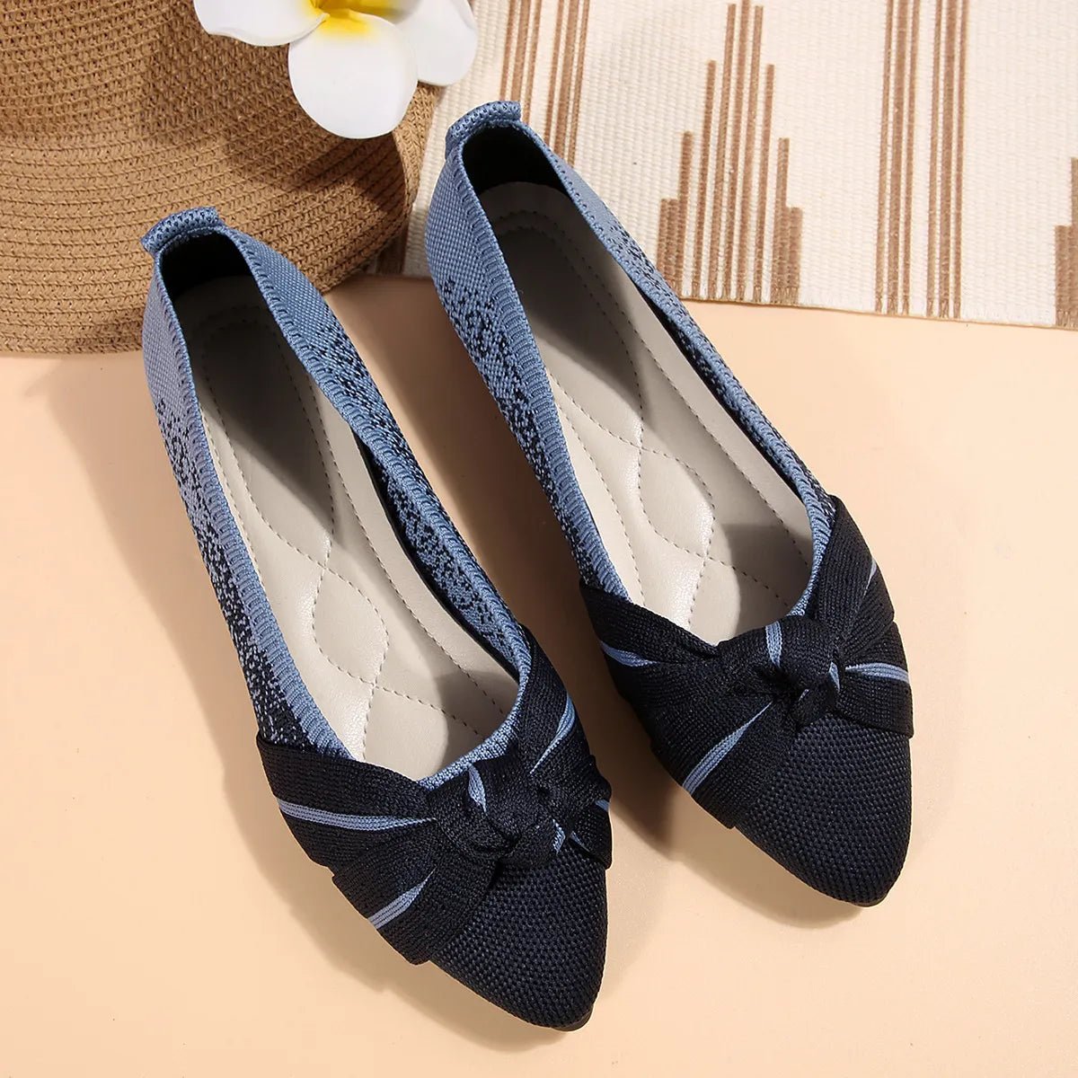 Contrast Point Toe Flats Slip - Ons - JUST - JEN BOUTIQUE