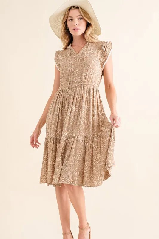 And The Why Boho Printed Tiered Maxi Dress - JUST - JEN BOUTIQUE