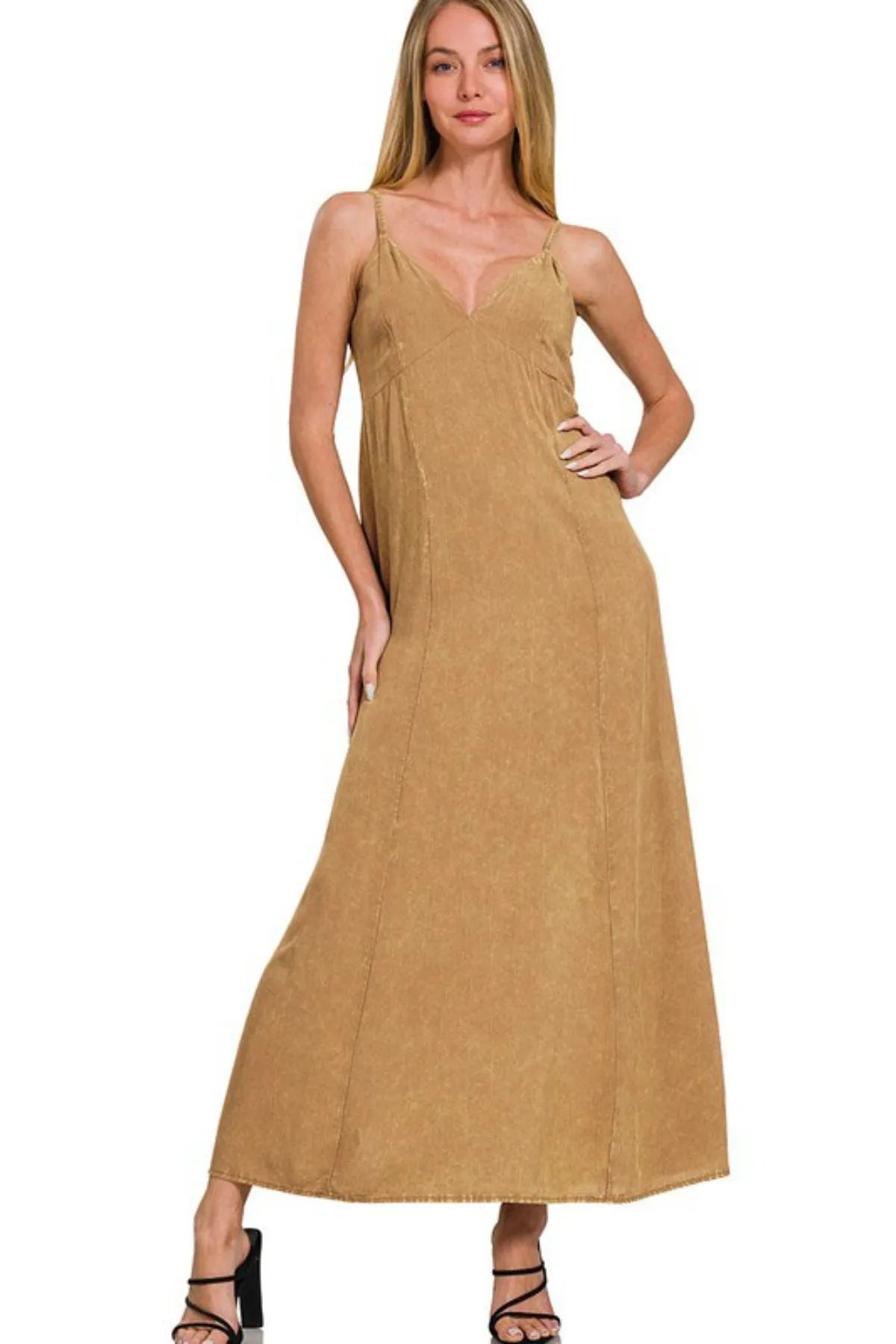 Zenana Mineral Washed Rayon Challis Cami Dress - JUST - JEN BOUTIQUE