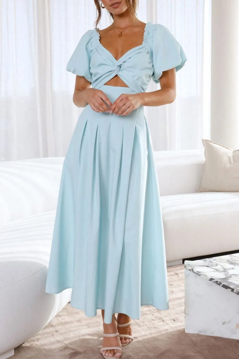 Sweetheart Neck Puff Sleeve Dress - JUST - JEN BOUTIQUE