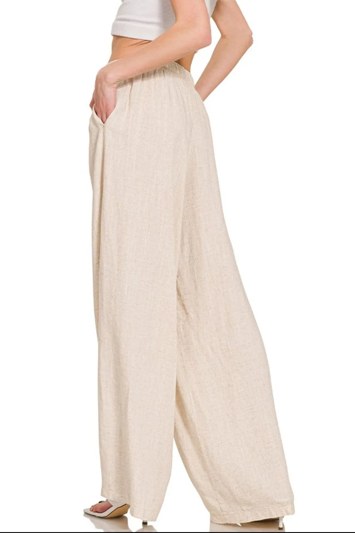 Zenana Linen Drawstring Pants - JUST - JEN BOUTIQUE