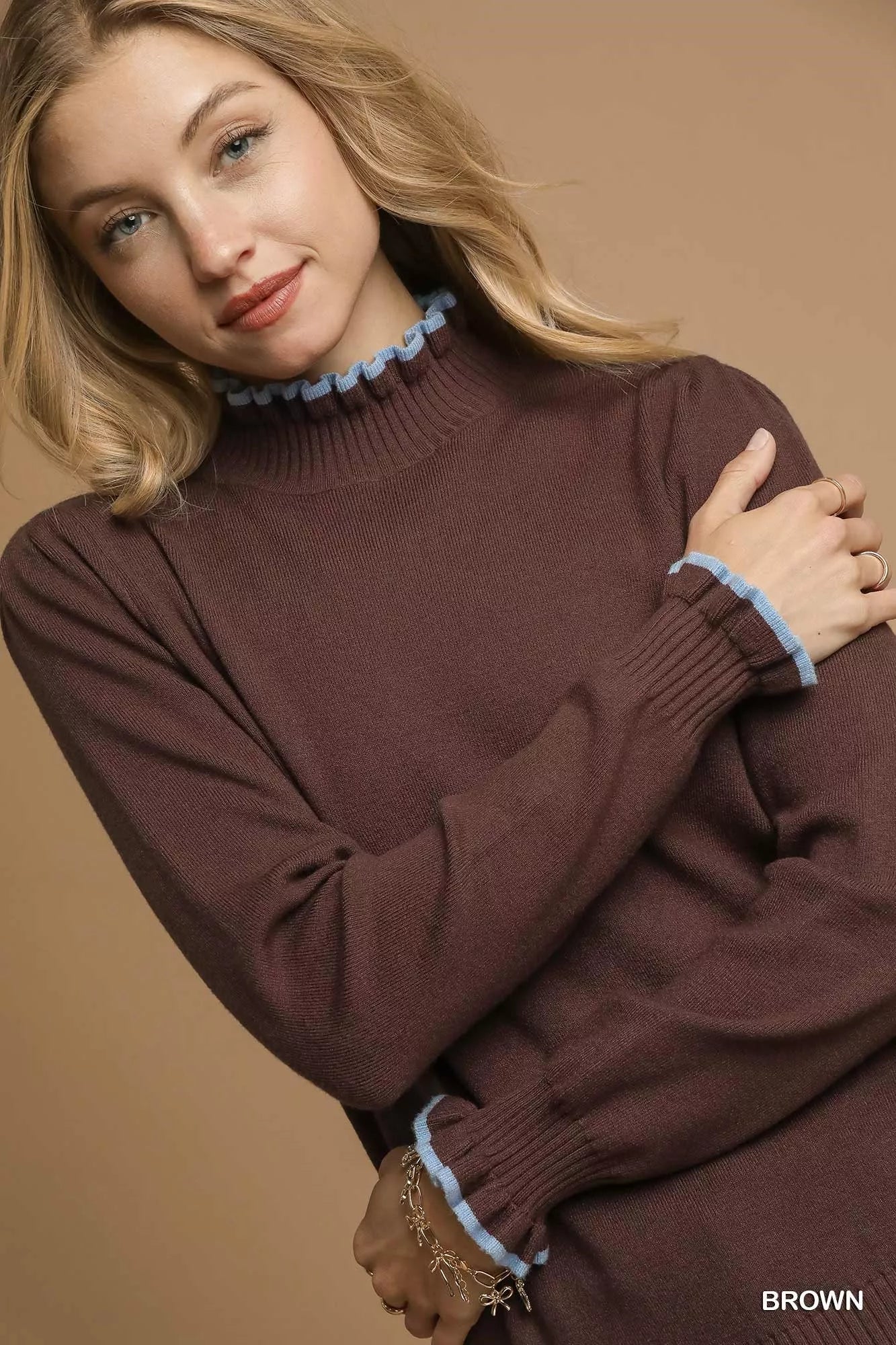 Umgee Satin Jacquard Balloon Sleeve Blouse main image 1