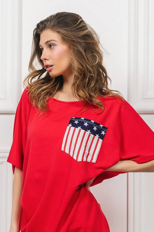 BiBi French Terry With Front Pocket Dolman Sleeves Top - JUST - JEN BOUTIQUE