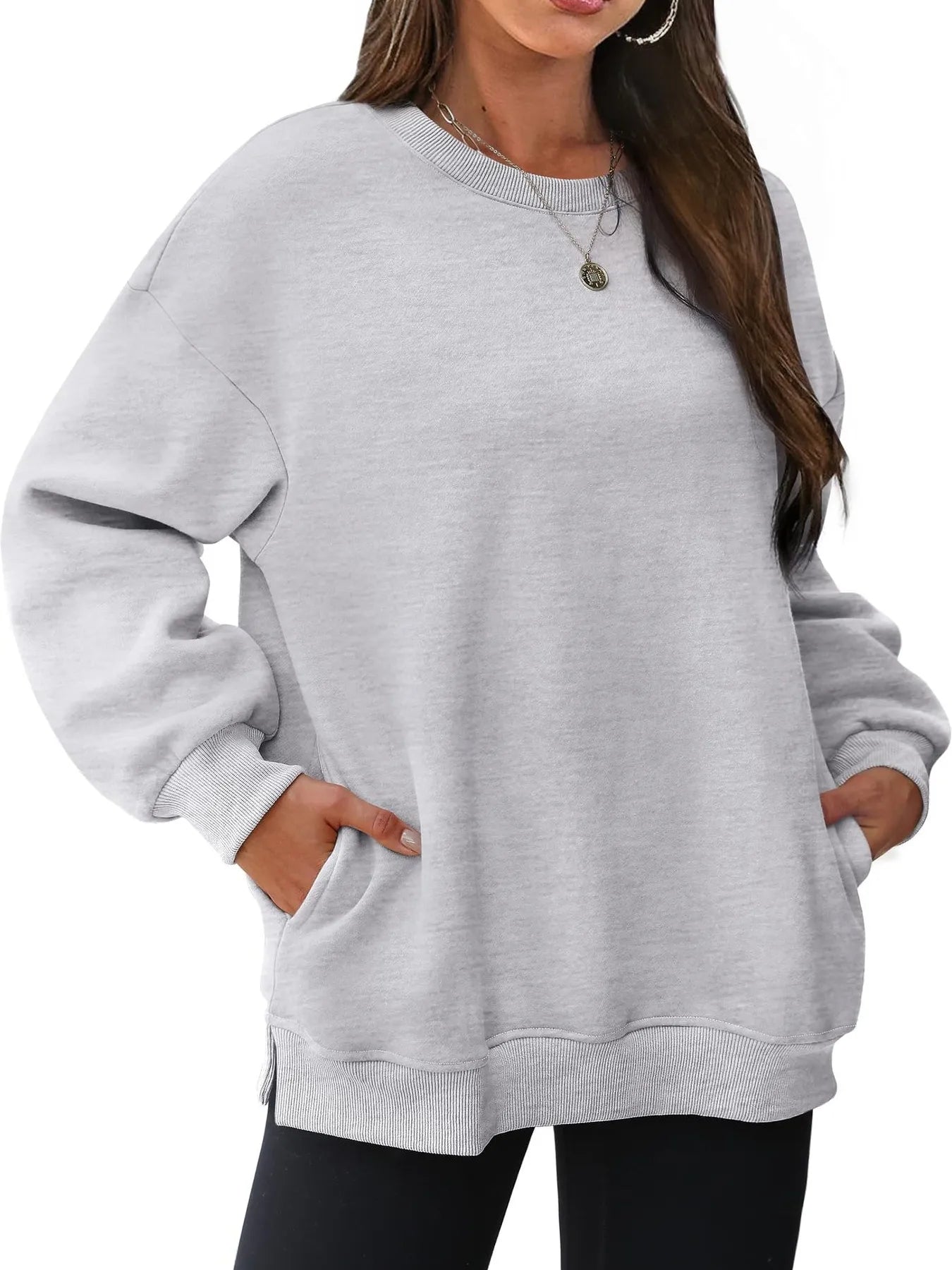 Oversized Long Sleeve Crewneck Sweatshirt - JUST - JEN BOUTIQUE