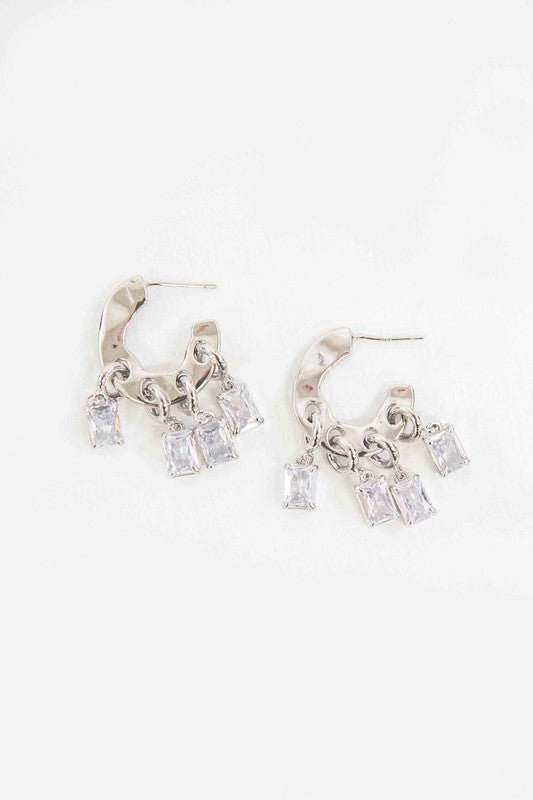 Rectangle Stone Hoop Earrings - JUST - JEN BOUTIQUE