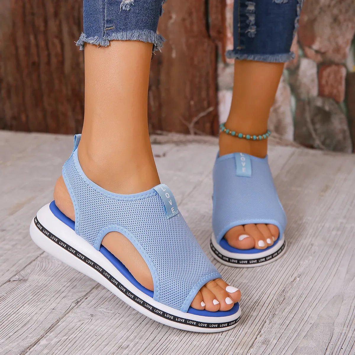 Mesh Open Toe Platform Sandals - JUST - JEN BOUTIQUE