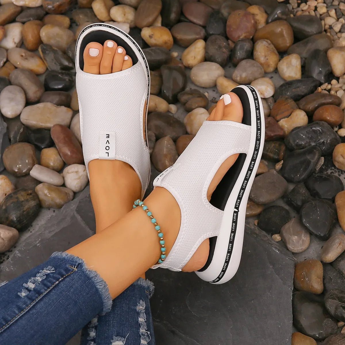 Mesh Open Toe Platform Sandals - JUST - JEN BOUTIQUE