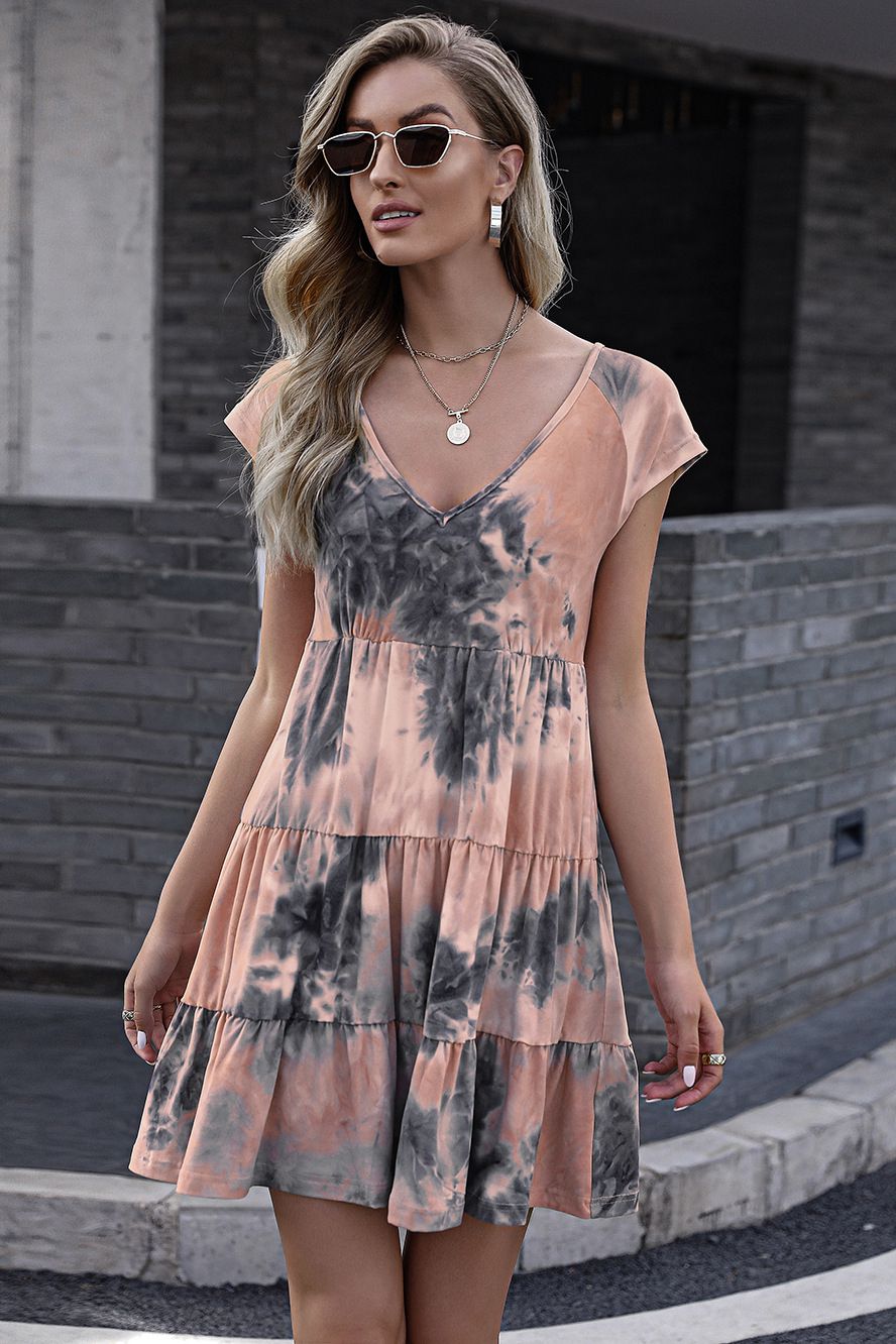 Ivy Lane Tie - Dye Ruffle Hem Dress - JUST - JEN BOUTIQUE