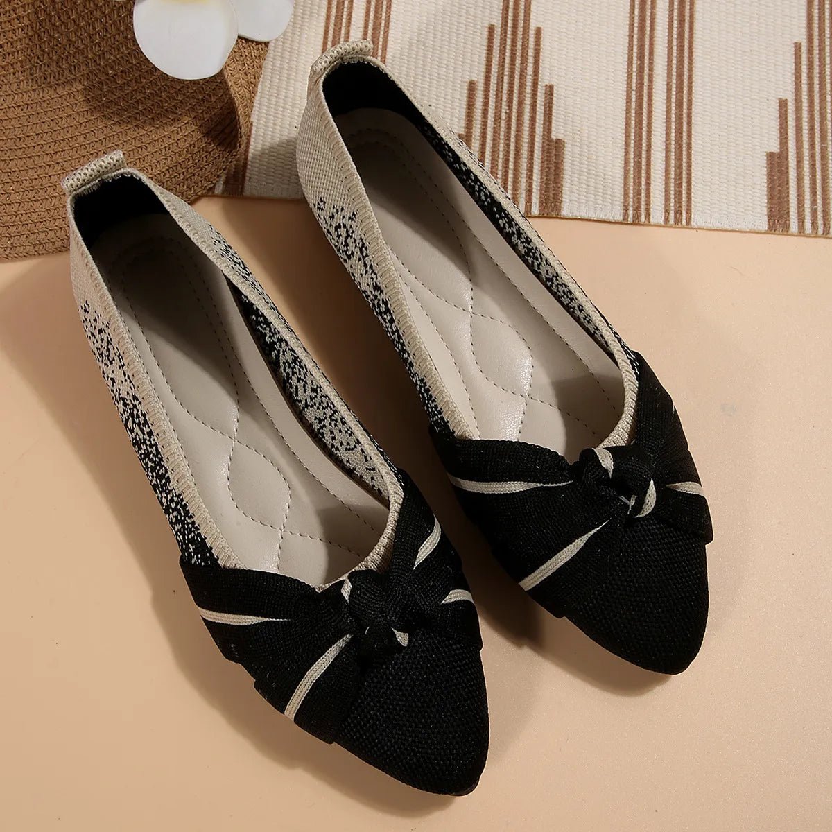 Contrast Point Toe Flats Slip - Ons - JUST - JEN BOUTIQUE