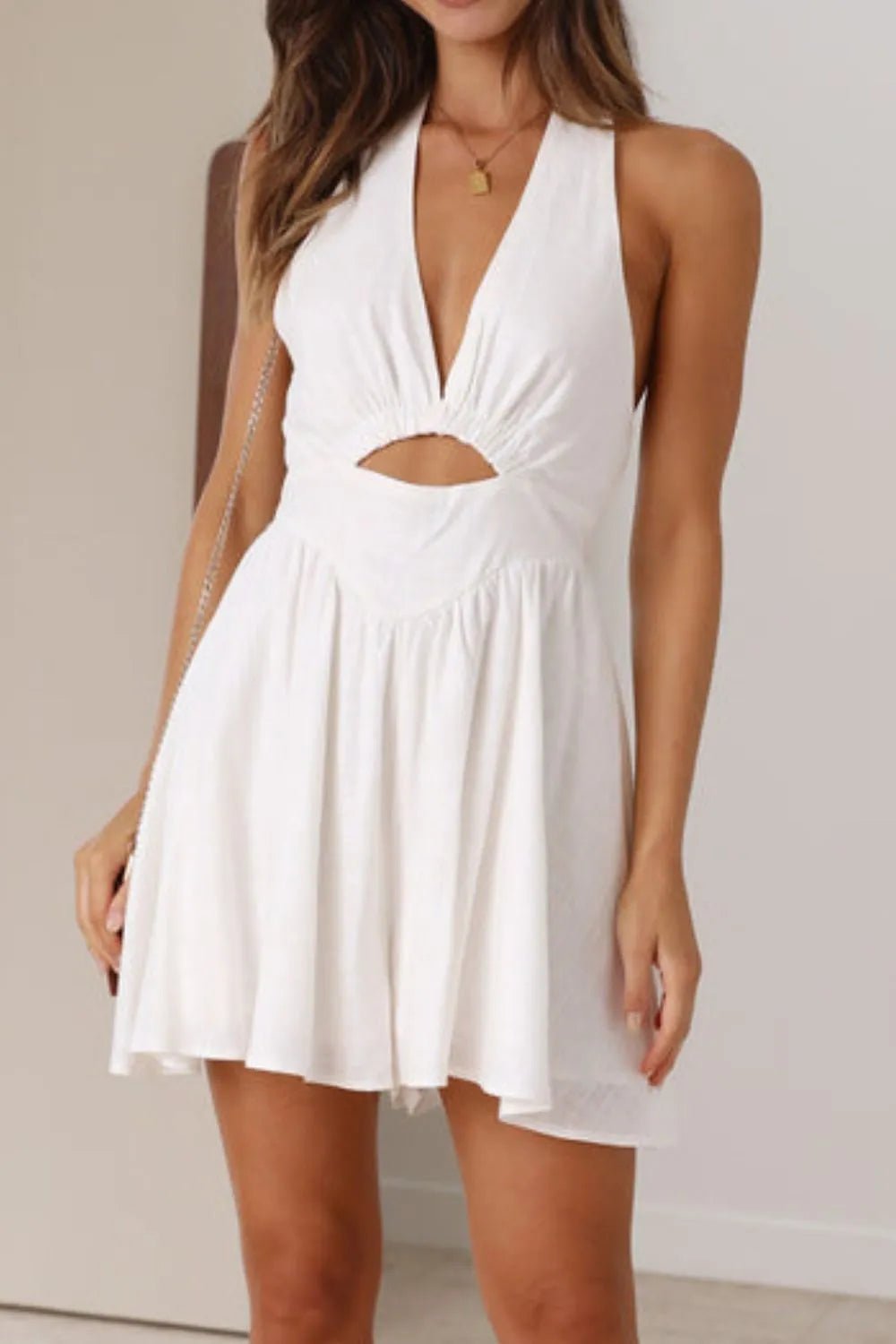 Cutout Halter Neck Mini Dress - JUST - JEN BOUTIQUE
